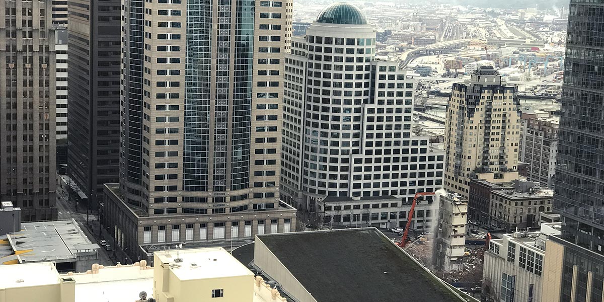 view of building demolition from above