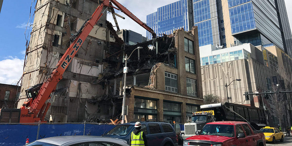 city building being removed