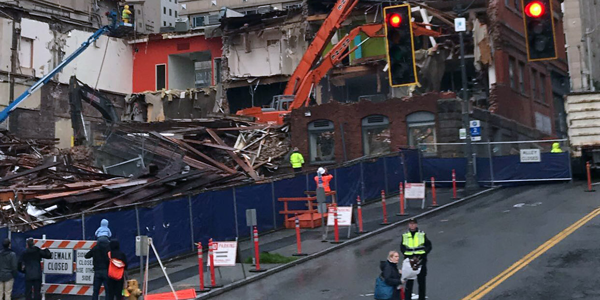 city block being torn down