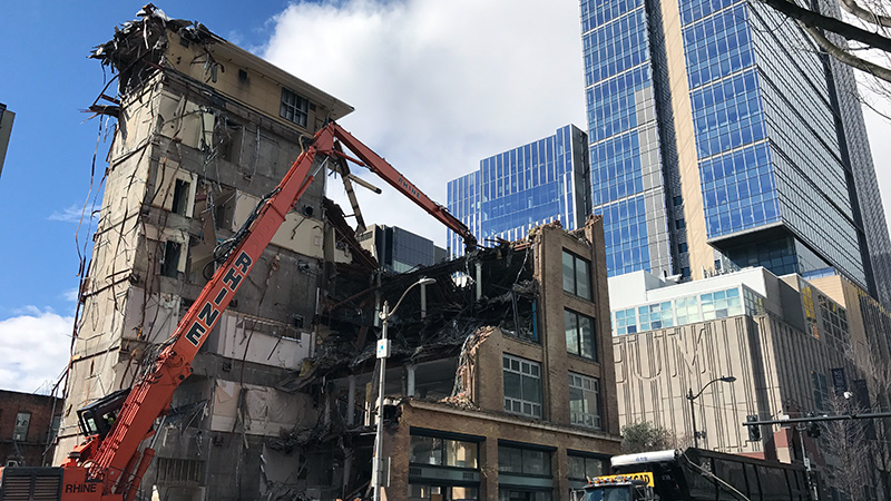 city building being torn down